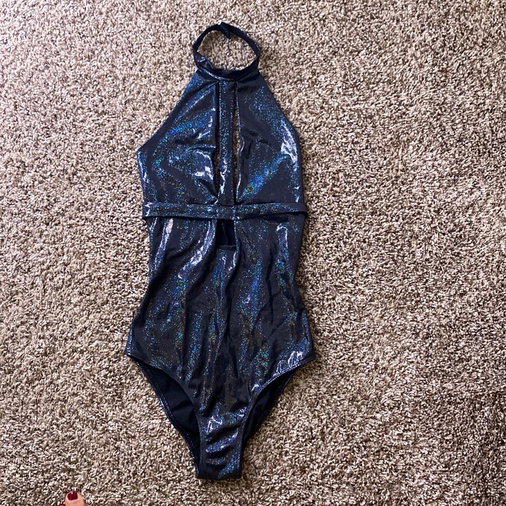 Black glitter galaxy body suit for raves